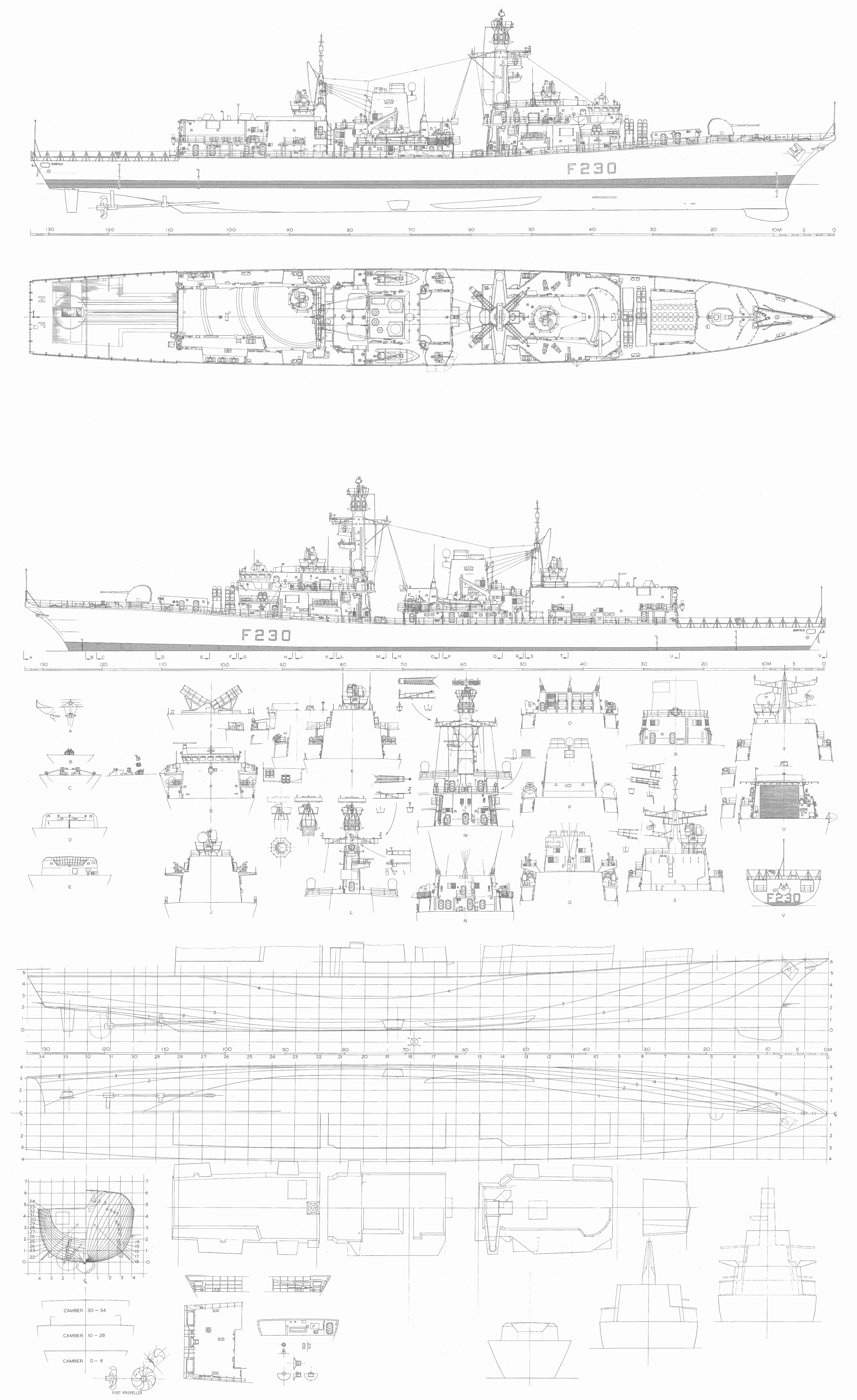 HMS Norfolk (F230) Type 23 frigate blueprint