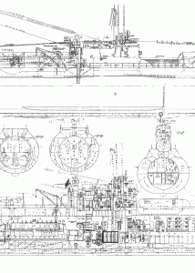 Japanese submarine I-15 blueprint