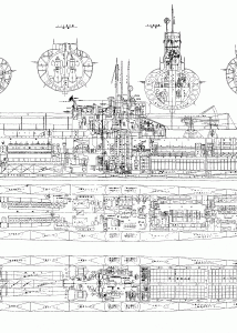 Japanese submarine I-182 blueprint