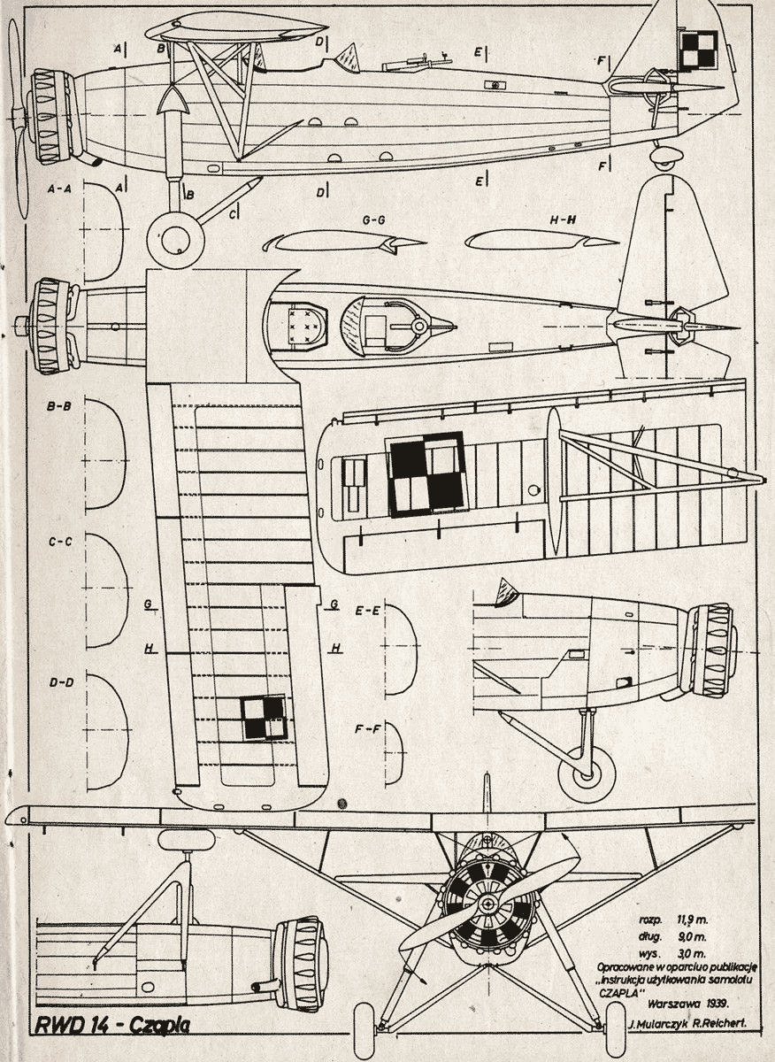RWD-14 Czapla blueprint