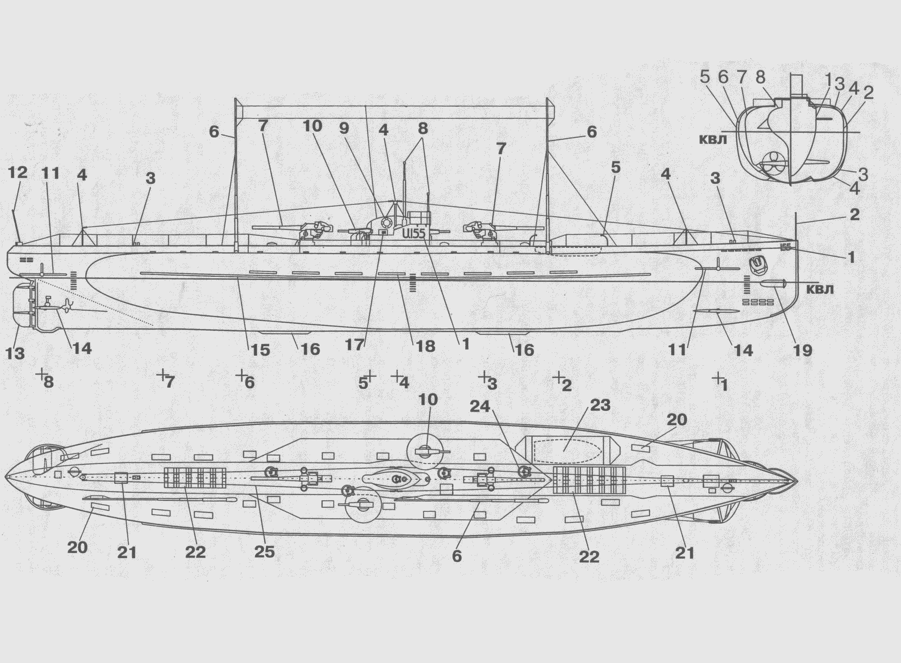 SM U-151 Submarine blueprint