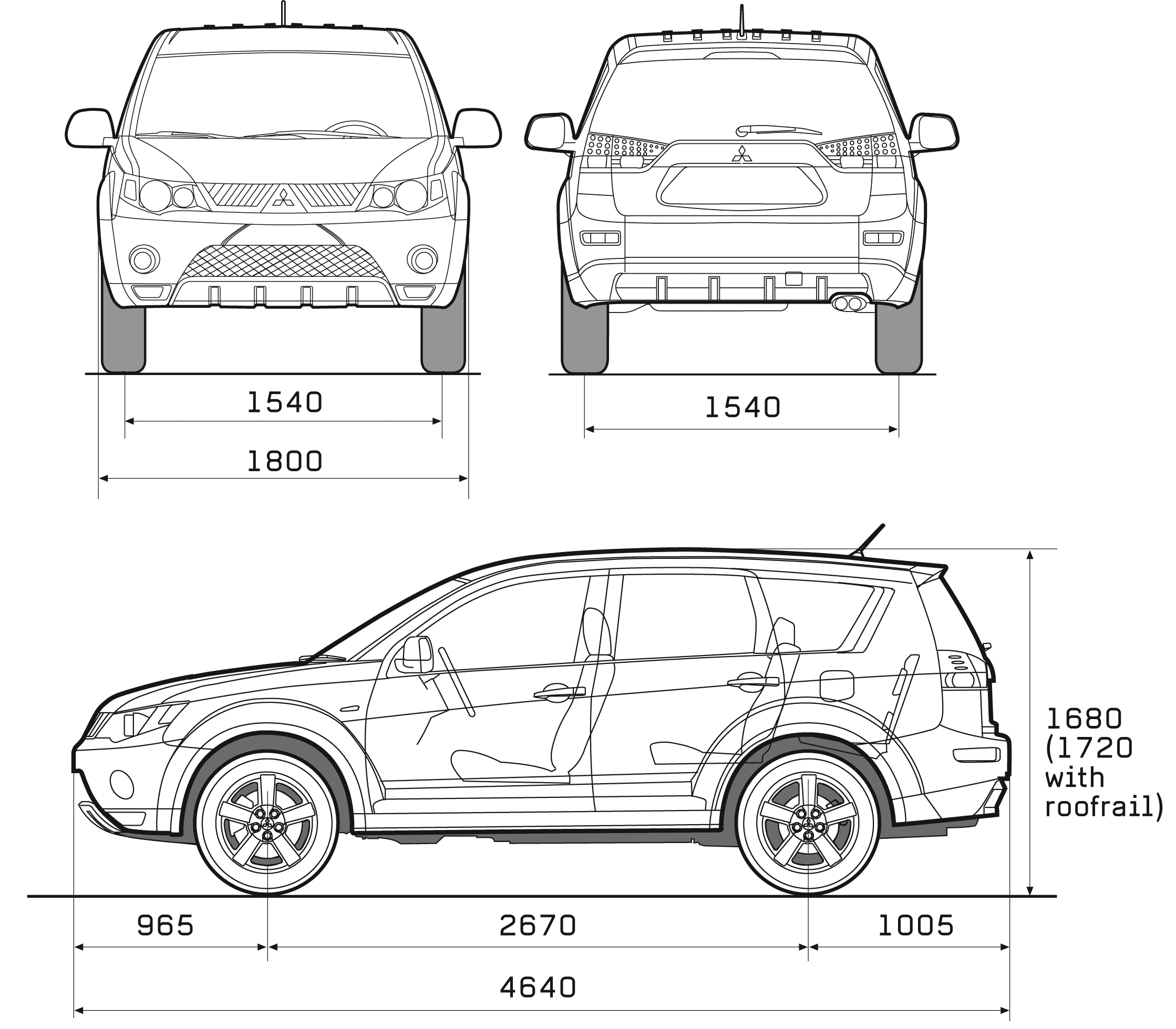 Mitsubishi Outlander 2008 blueprint