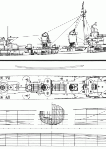 Fletcher-class destroyer blueprint