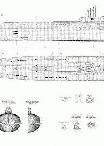 Russian submarine Kursk blueprint