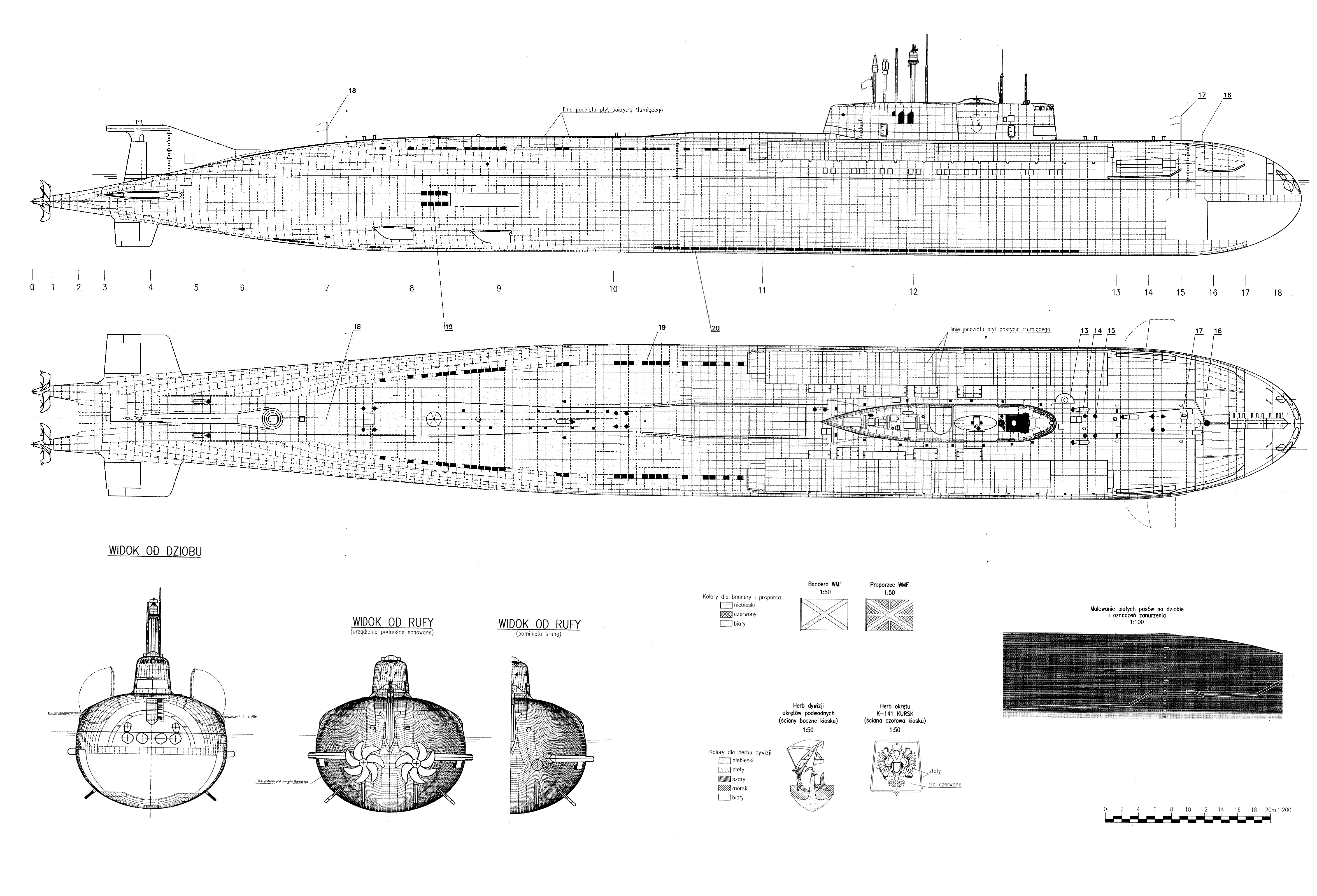 Russian submarine Kursk blueprint