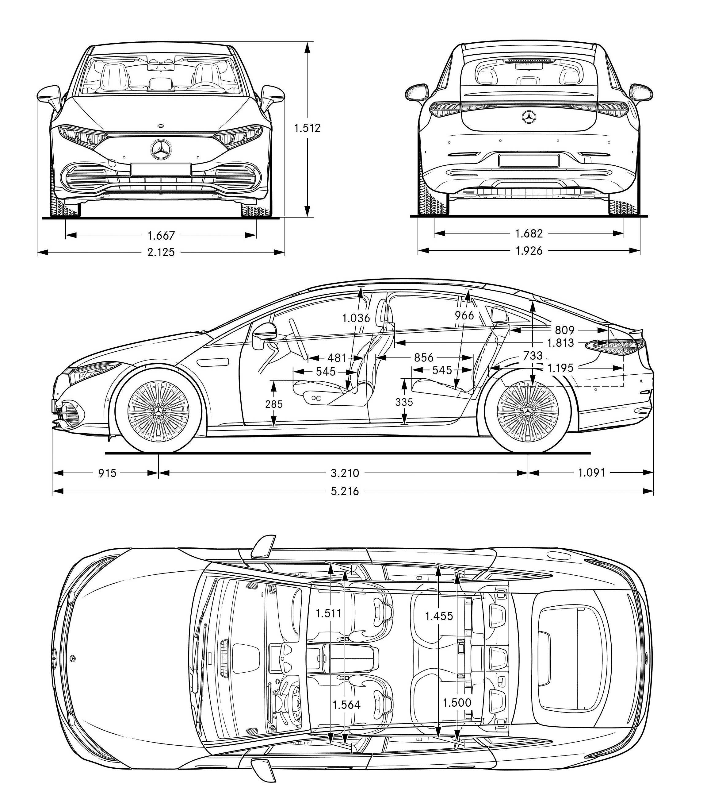 Mercedes-Benz EQS 2021 blueprint