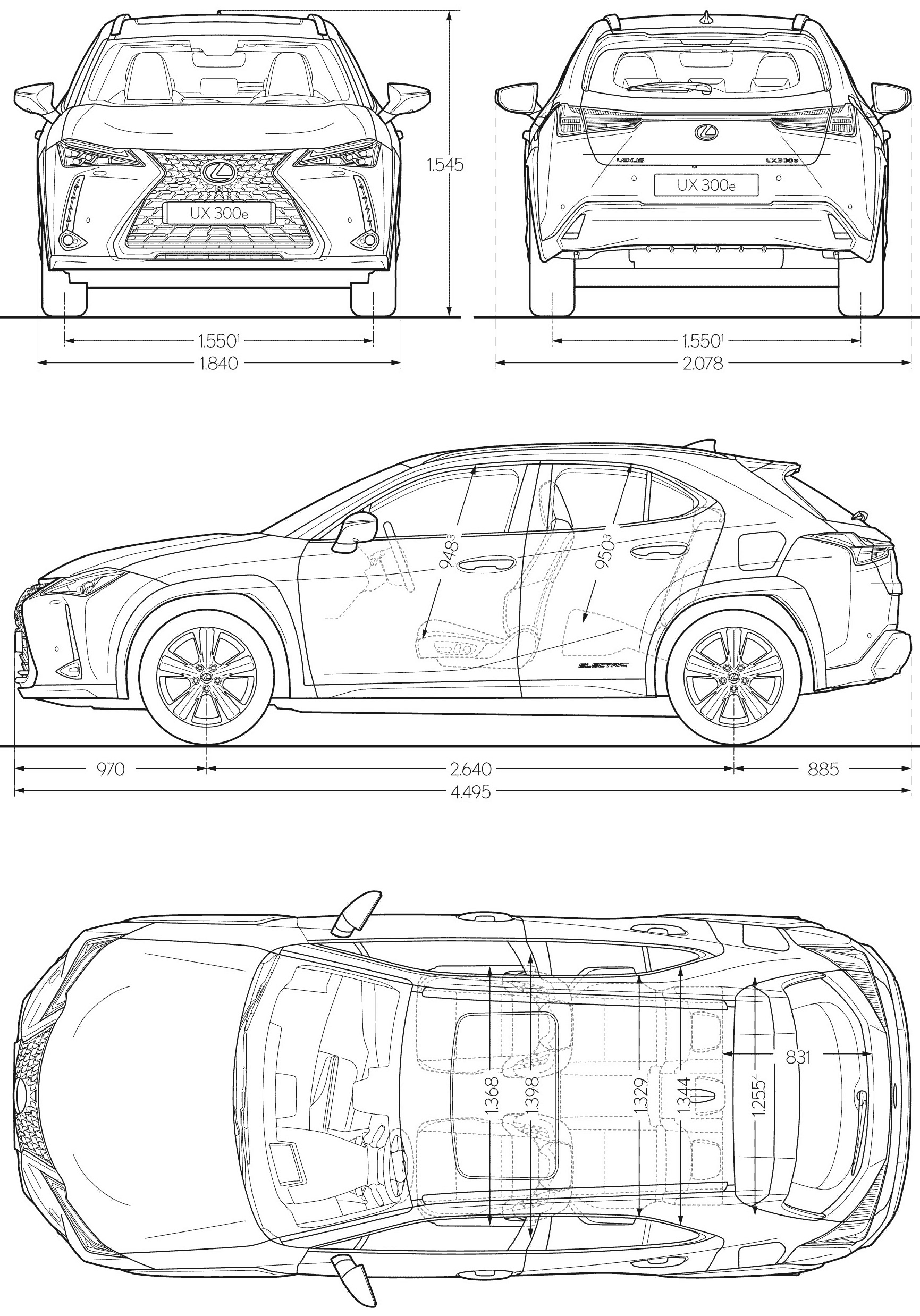 Lexus UX 300e blueprint