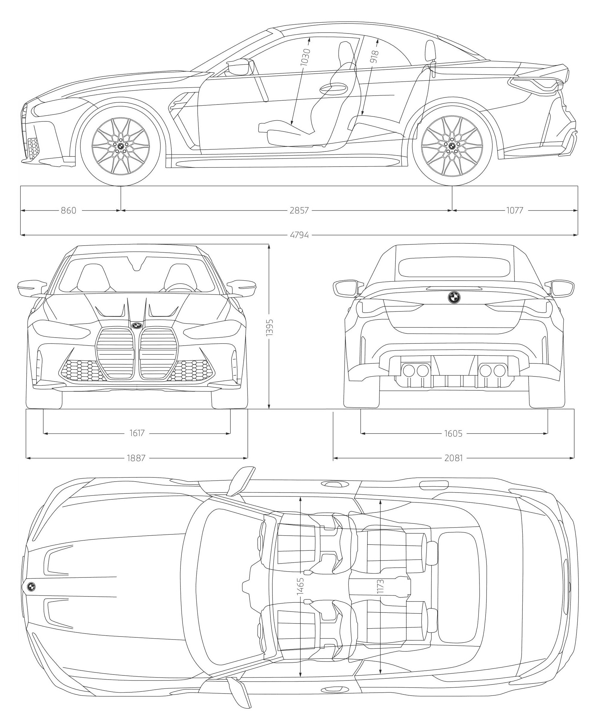 BMW 4 Series M Cabrio 2021 blueprint
