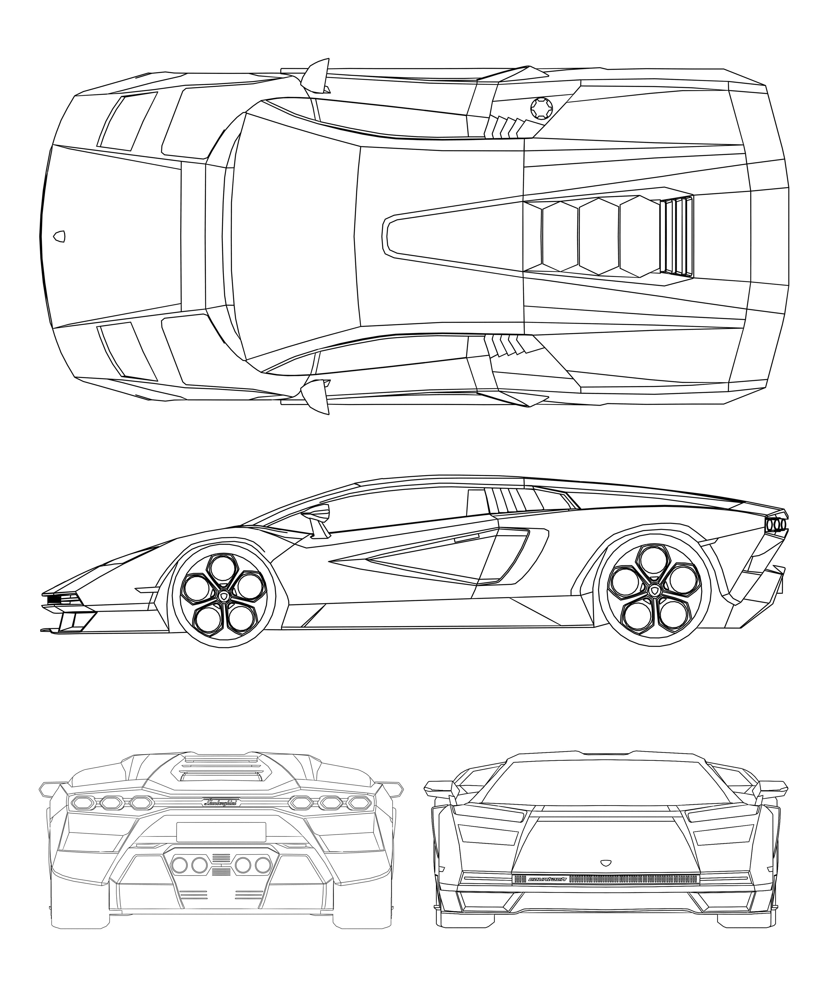 Lamborghini Countach LPI 800-4 2021 blueprint