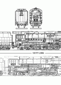 Union Pacific Big Boy 4014 steam locomotive blueprint