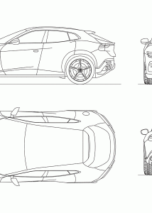 Ferrari Purosangue blueprint