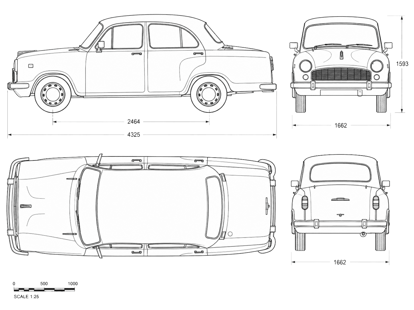 Hindustan Ambassador blueprint